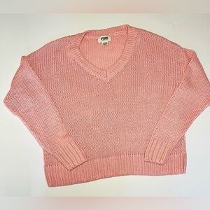 PINK Victoria's Secret Chunky V-Neck Sweater Pink, Spring Knit Preppy Sz Large